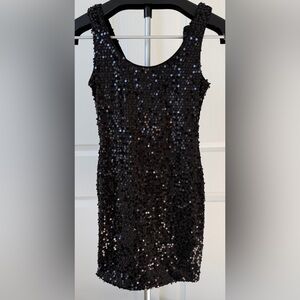 Black Sequin Bodycon Mini Dress Size Small Party Club Dress